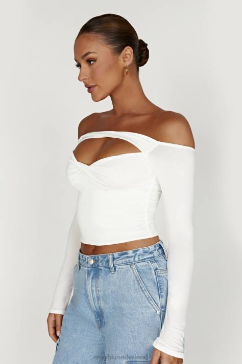 Meshki Ceri off-shoulder top met lange mouwen kleding wit XP0T934