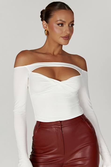 Meshki Ceri off-shoulder top met lange mouwen kleding wit XP0T934