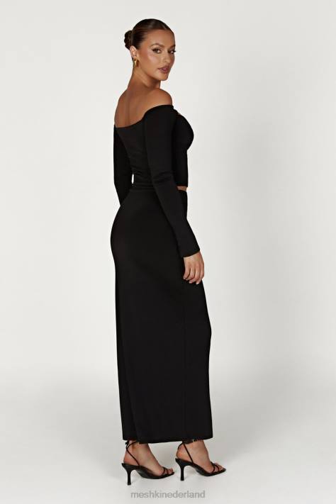 Meshki Ceri off-shoulder top met lange mouwen kleding zwart XP0T856