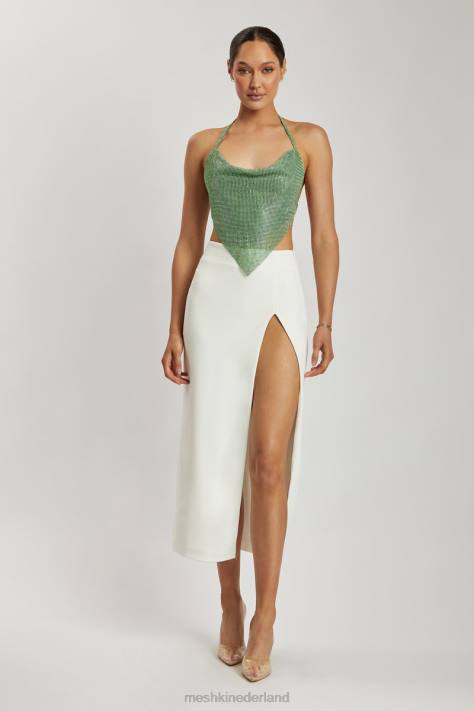 Meshki Daphne haltertop met gedrapeerde halslijn en diamanten kleding groente XP0T926