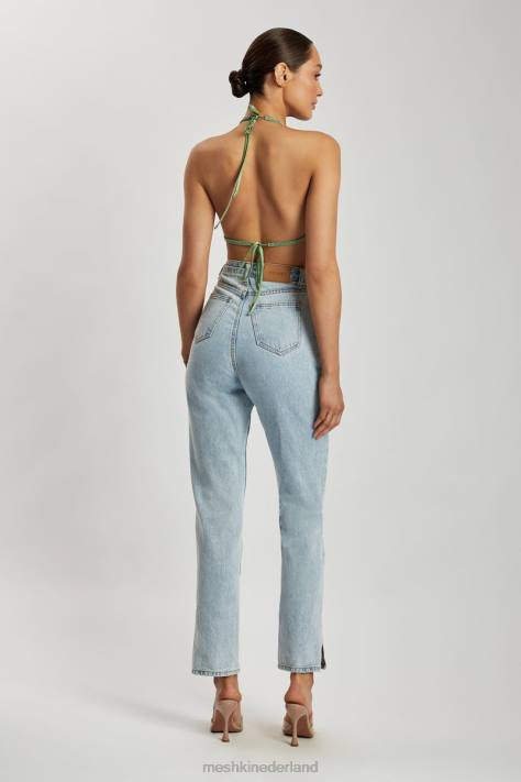 Meshki Daphne haltertop met gedrapeerde halslijn en diamanten kleding groente XP0T926