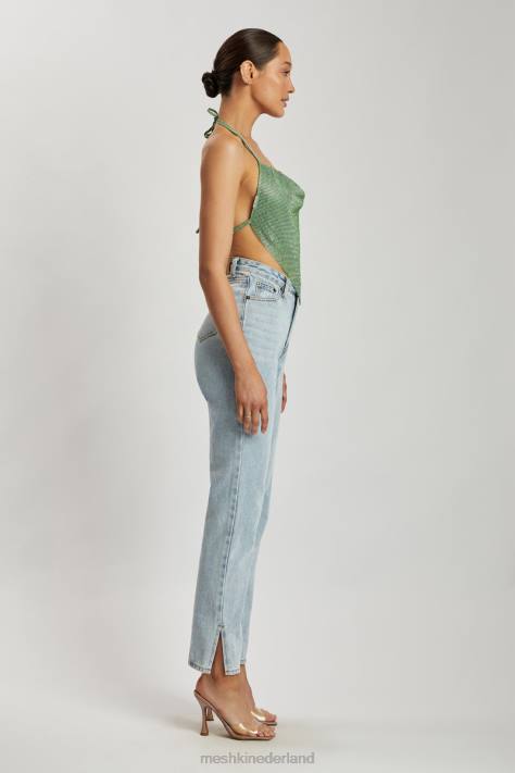 Meshki Daphne haltertop met gedrapeerde halslijn en diamanten kleding groente XP0T926