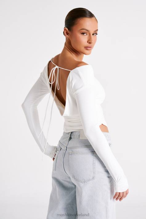 Meshki Emma gerecycled nylon top met lange mouwen kleding wit XP0T751