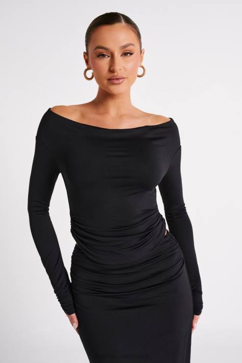 Meshki Emma gerecycled nylon top met lange mouwen kleding zwart XP0T769