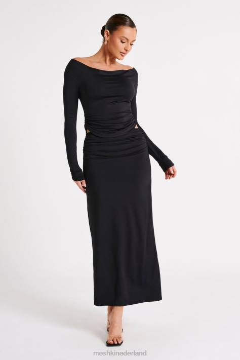 Meshki Emma gerecycled nylon top met lange mouwen kleding zwart XP0T769