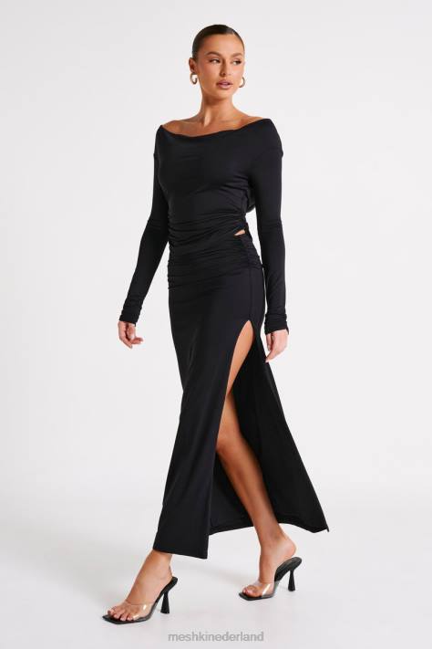 Meshki Emma gerecycled nylon top met lange mouwen kleding zwart XP0T769