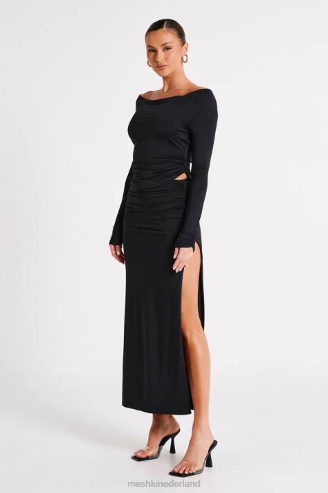 Meshki Emma gerecycled nylon top met lange mouwen kleding zwart XP0T769