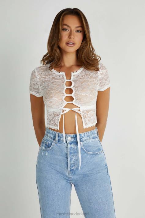 Meshki Farrah vintage top met stretchkant kleding wit XP0T826