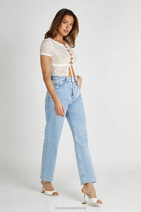 Meshki Farrah vintage top met stretchkant kleding wit XP0T826