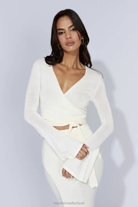 Meshki Gebreide top van petra met uitlopende mouwen kleding gebroken wit XP0T902