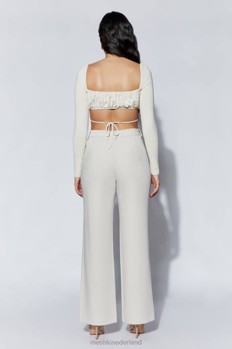 Meshki Geesou top met ruches bij de buste en lange mouwen kleding tarwe XP0T1082