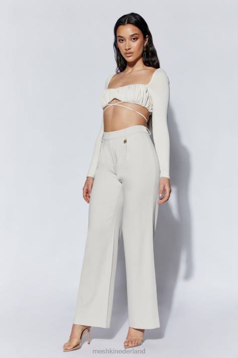 Meshki Geesou top met ruches bij de buste en lange mouwen kleding tarwe XP0T1082