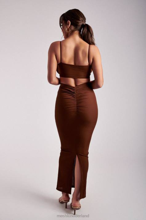 Meshki Jordan top met ruches aan de voorkant kleding gember XP0T1195