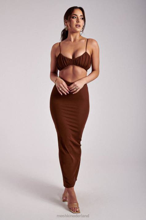 Meshki Jordan top met ruches aan de voorkant kleding gember XP0T1195