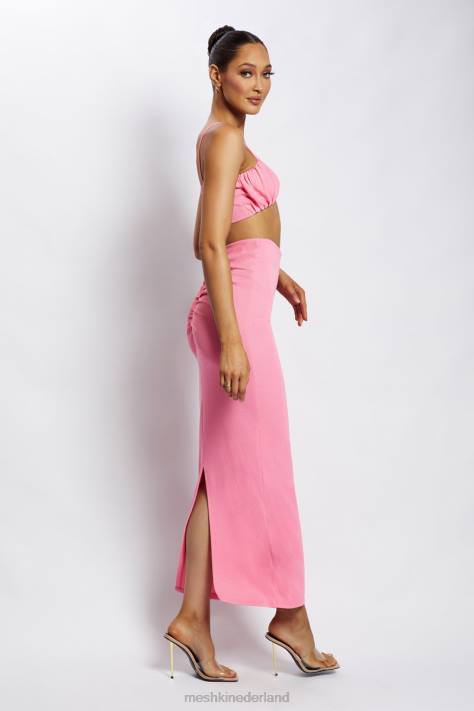 Meshki Jordan top met ruches aan de voorkant kleding roze XP0T1186