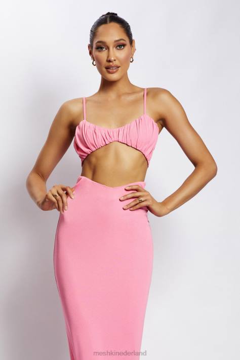 Meshki Jordan top met ruches aan de voorkant kleding roze XP0T1186