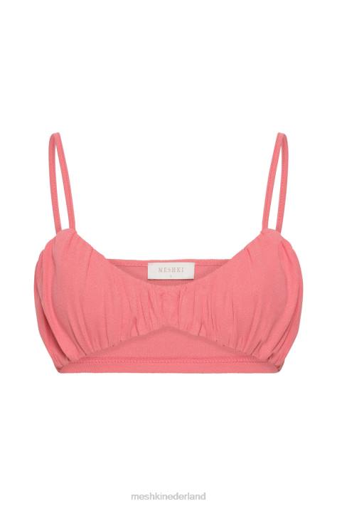 Meshki Jordan top met ruches aan de voorkant kleding roze XP0T1186