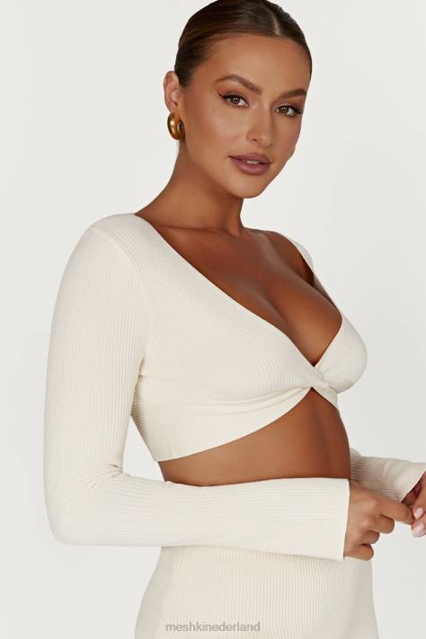 Meshki Kaesha gebreide top met lange mouwen en gedraaide voorkant kleding bot XP0T970