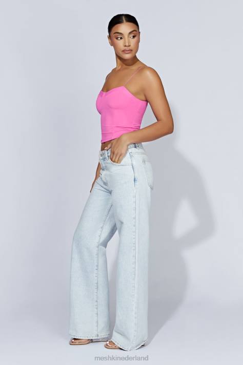 Meshki Kaitlyn lieverd top met dunne bandjes kleding kauwgom roze XP0T977