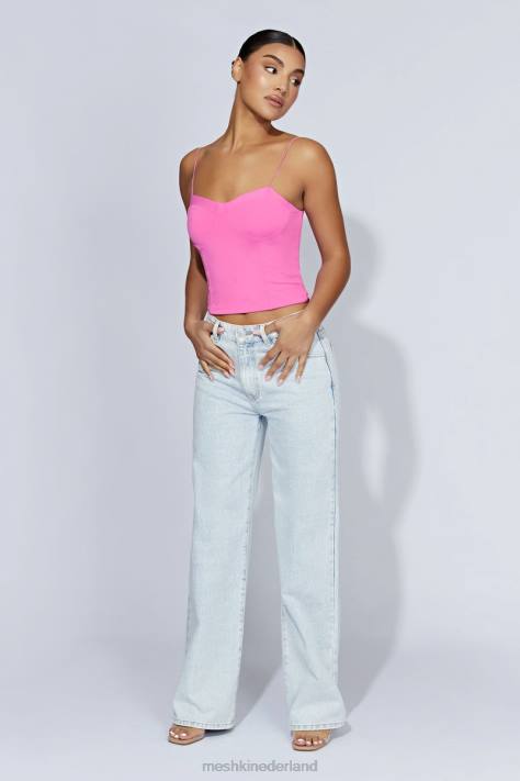 Meshki Kaitlyn lieverd top met dunne bandjes kleding kauwgom roze XP0T977