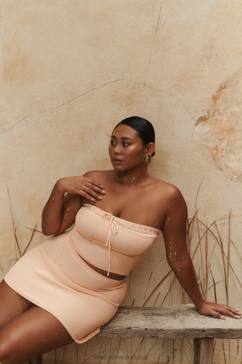 Meshki Kyra wafelgebreide tubetop kleding abrikoos XP0T765