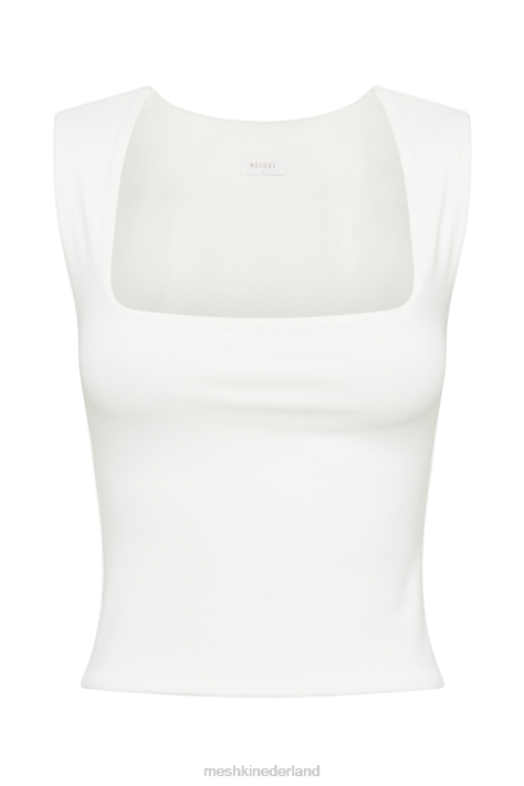 Meshki Lange top van gerecycled nylon van linley kleding wit XP0T773