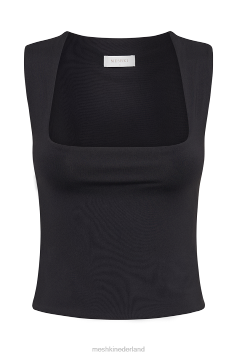 Meshki Lange top van gerecycled nylon van linley kleding zwart XP0T1241