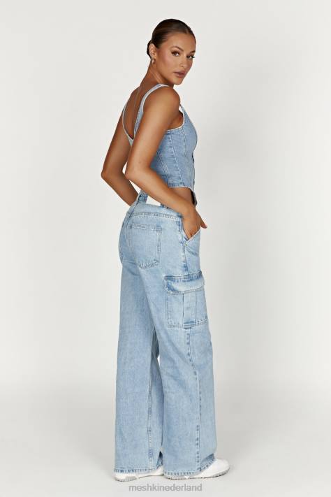 Meshki Leilani denim top met korset kleding midden blauw XP0T761