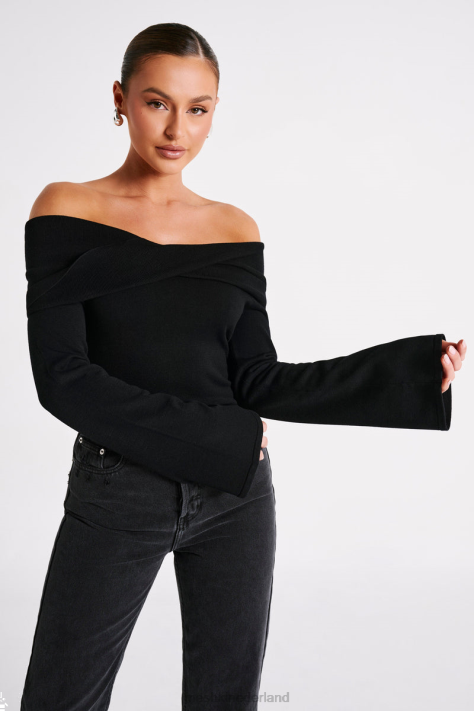 Meshki Marlisa off-shoulder twisttop kleding zwart XP0T768