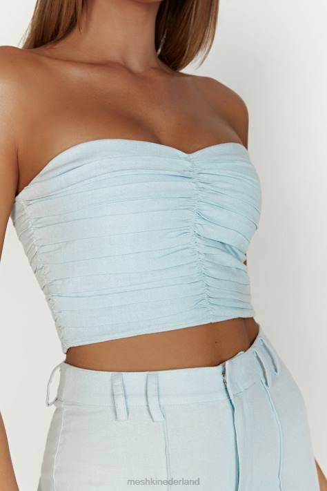 Meshki McKenna verzamelde linnen top kleding poeder blauw XP0T1044
