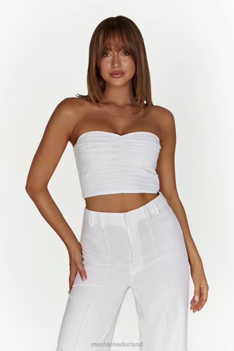 Meshki McKenna verzamelde linnen top kleding wit XP0T1015