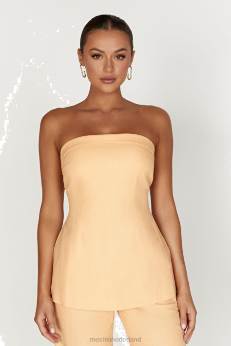 Meshki aieleen linnen strapless top met strikband op de rug kleding mango XP0T829