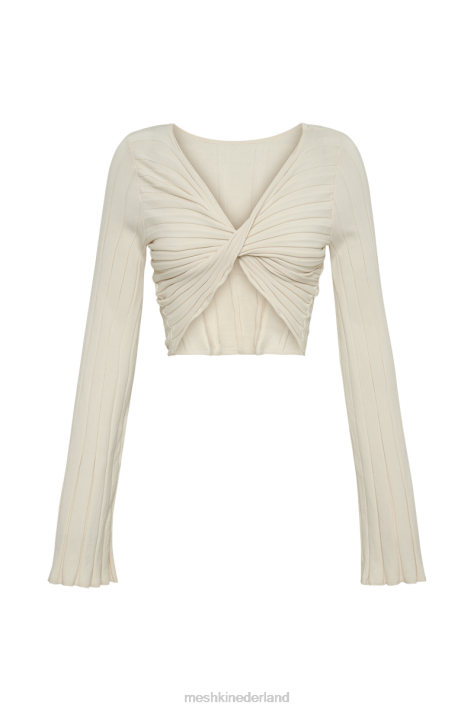 Meshki celine twist-back extreem geribde top kleding ivoor XP0T834