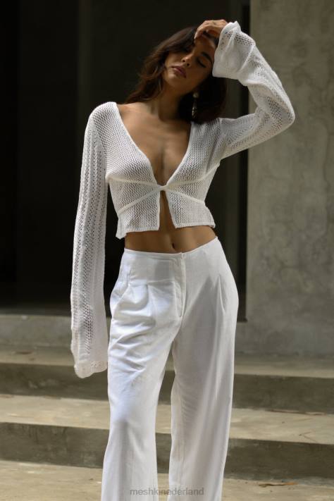 Meshki debra top van gemengd garen kleding wit XP0T858