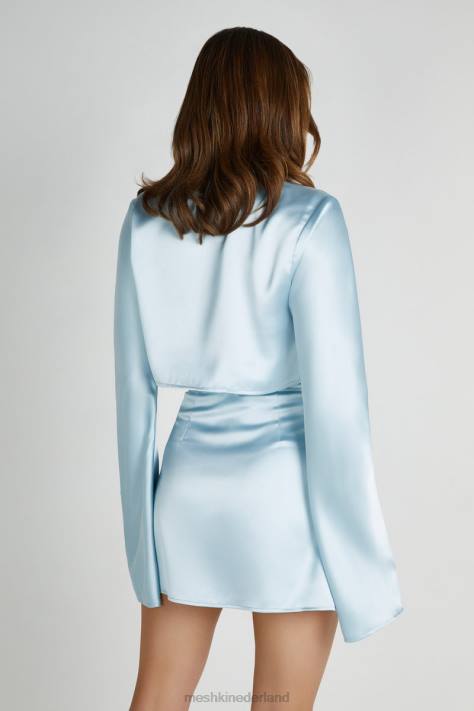 Meshki elaine satijnen top met lange mouwen kleding arctisch blauw XP0T835