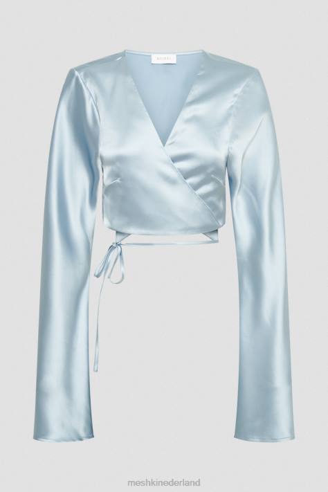 Meshki elaine satijnen top met lange mouwen kleding arctisch blauw XP0T835