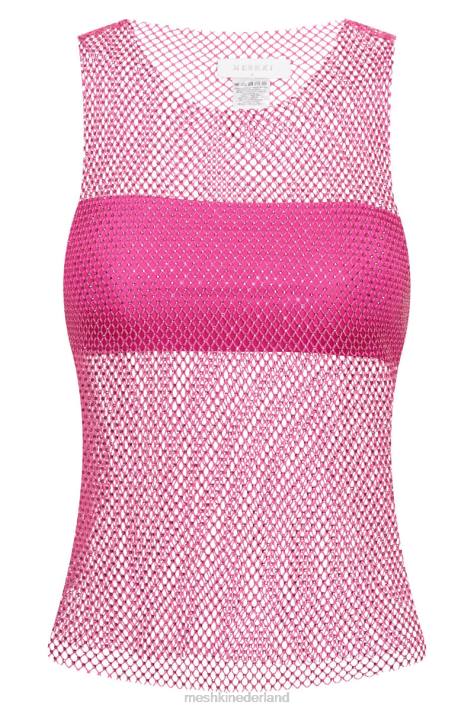 Meshki emerson tanktop van mesh met diamanten kleding roze roze XP0T988