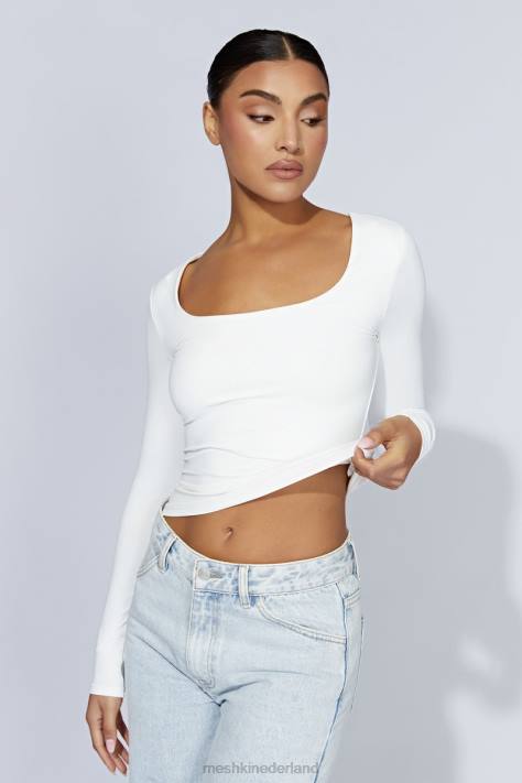 Meshki gemêleerde top met lange mouwen kleding wit XP0T947