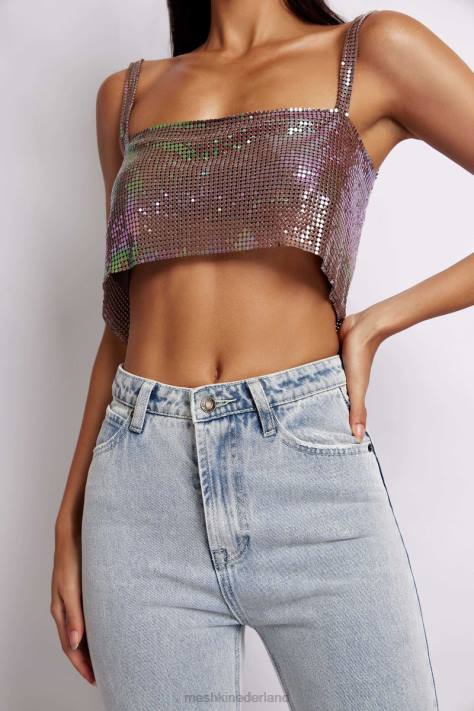 Meshki lianne glow mesh bandeautopje kleding iriserend paars XP0T989