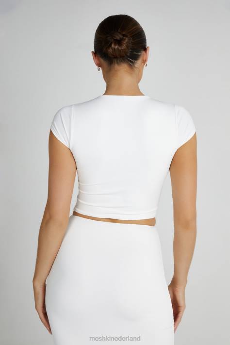 Meshki olympia top van gerecycled nylon met v-hals kleding wit XP0T799