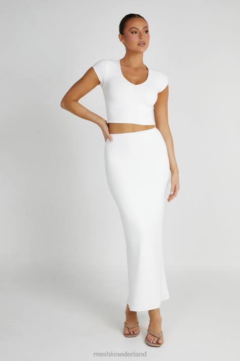 Meshki olympia top van gerecycled nylon met v-hals kleding wit XP0T799