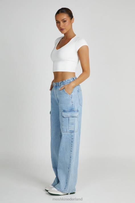 Meshki olympia top van gerecycled nylon met v-hals kleding wit XP0T799