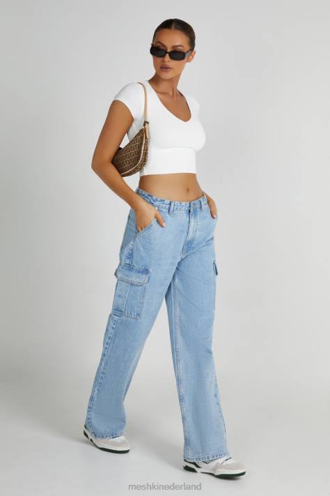 Meshki olympia top van gerecycled nylon met v-hals kleding wit XP0T799