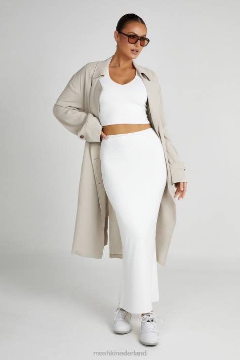 Meshki olympia top van gerecycled nylon met v-hals kleding wit XP0T799