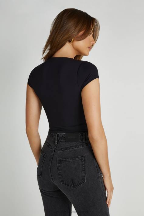 Meshki olympia top van gerecycled nylon met v-hals kleding zwart XP0T797