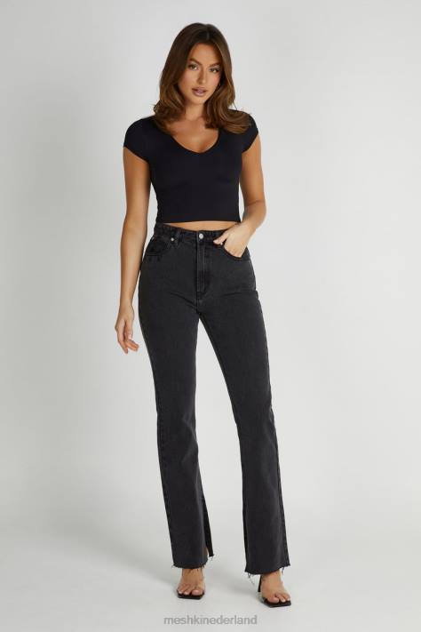 Meshki olympia top van gerecycled nylon met v-hals kleding zwart XP0T797