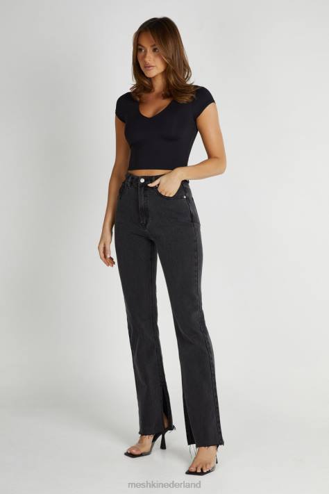 Meshki olympia top van gerecycled nylon met v-hals kleding zwart XP0T797