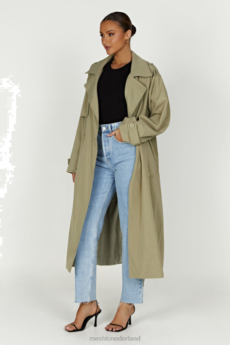 Meshki Andrea oversized trenchcoat kleding olijf XP0T1640