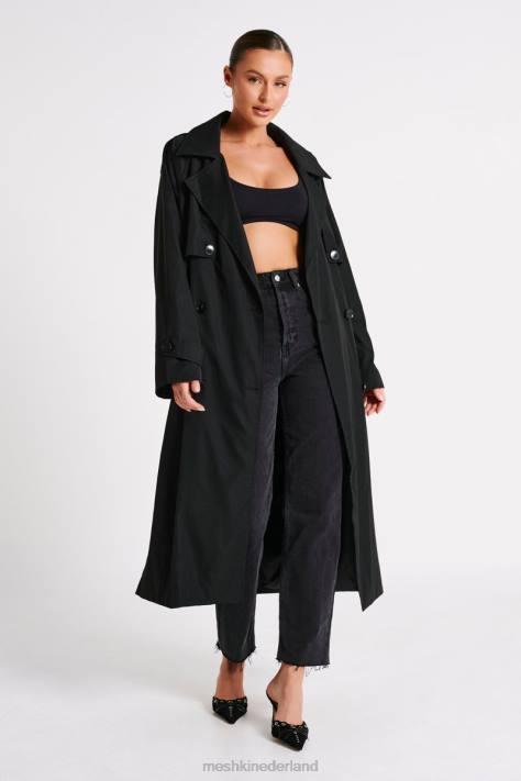 Meshki Andrea oversized trenchcoat kleding zwart XP0T1615