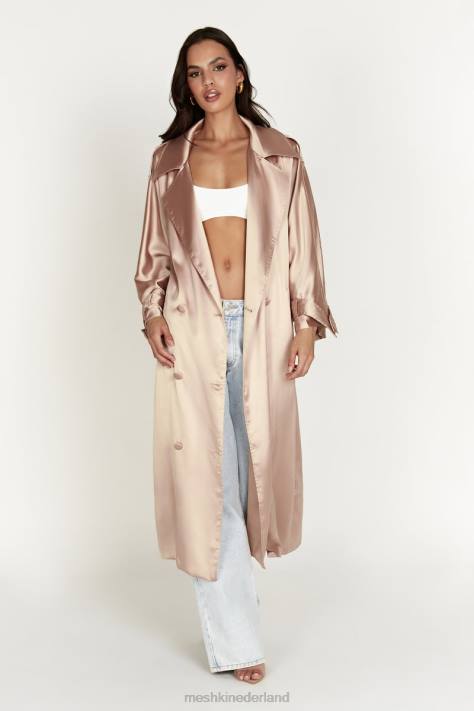 Meshki Azaela satijnen trenchcoat kleding Champagne XP0T1654
